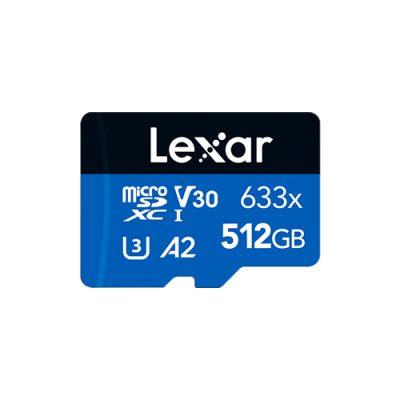 Lexar High Performance microSDXC 512GB 633x V30 A2 UHS-I BLUE Series + adapter