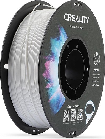 Creality CR-PETG White 3D Printer Filament, Hard Glossy, Tensile Str. 49MPA, 1 kg Spool1.75